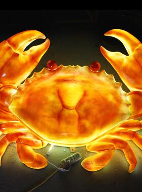 新款直销热销户外玻璃钢发光螃蟹龙虾 酒楼招牌装饰 招财海鲜摆件