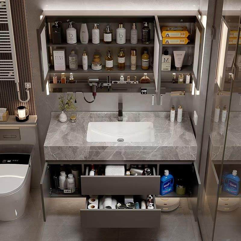 现代简约浴室柜组合岩板陶瓷无缝一体盆洗手间洗漱台洗脸盆洗手盆,淘宝优惠券,粉丝福利购,淘宝优惠卷
