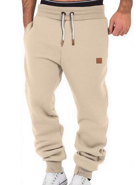 Men's Solid Color Fleece Lined Joggers Loose Fit Hip-Hop