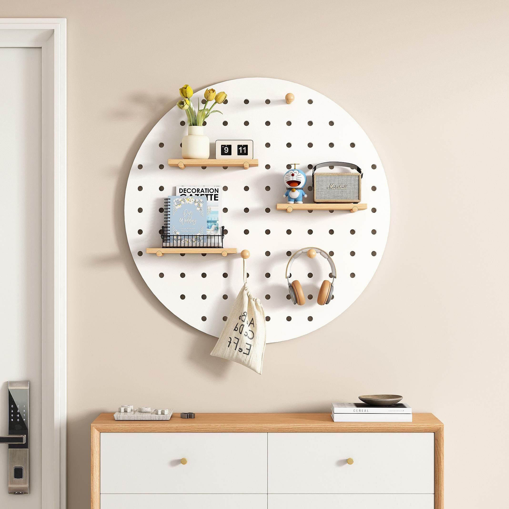 Customized solid wood hole board entry home storage rack love hole board decorative storage wall storage shelf porch hanging