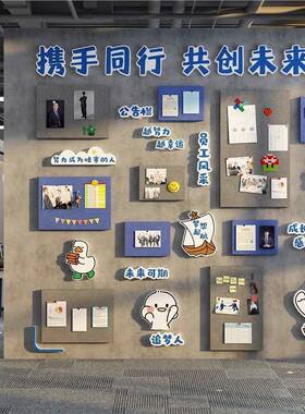 办公室墙面装饰毛毡板贴照片司企业文化员工风采展示告栏氛围布置