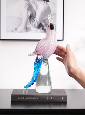 琉璃鹦鹉艺术摆件儿童房摆设玄关客厅书房装饰品电视柜工艺礼品摆