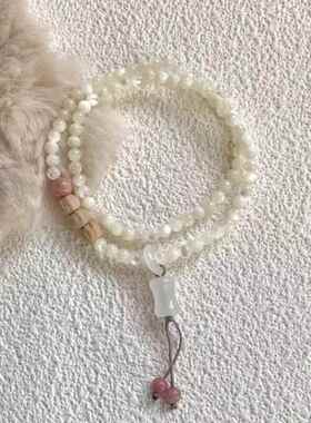 2026【寻光】新中式复古木纹拼接手串简约时尚冷淡风冰透串珠手饰