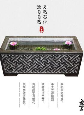 石槽鱼缸流水景观石头水槽花盆石缸庭院鱼池阳台装饰摆件