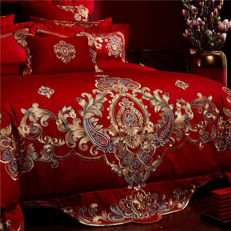 高档全棉婚庆四件套新婚纯棉床单被套大红色结婚房床上用品六件套,淘宝优惠券,粉丝福利购,淘宝优惠卷
