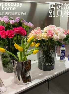 圆柱形鲜花醒花桶家用透明亚克力花店专用深水大号花桶桶塑料养花