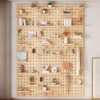Solid wood hole board display rack living room entrance storage rack kitchen bathroom organizer wall storage rack