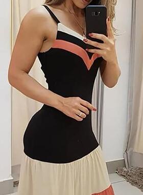 Women's black camisole dress女装黑色吊带连衣裙