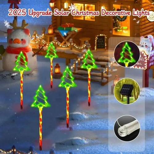 5pc/set solar candy Christmas tree ground tallation decorati - 图0