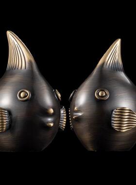 新款黄铜鱼摆件纯铜工艺品家居摆件新房装饰品乔迁新居结婚礼物