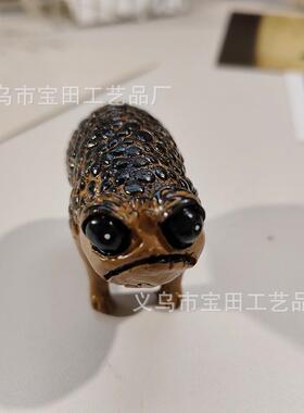 跨境新品 可爱的黑色非洲雨蛙蟾蜍雕像礼物家居摆件装饰