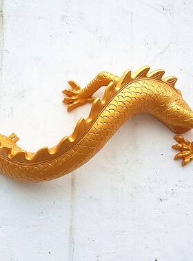 大型缠绕穿墙中国龙壁挂壁饰3D雕塑模型酒吧会所农庄墙面装饰品