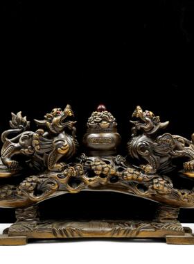 树脂仿木雕貔貅摆件金钱招财貔貅一对家居工艺品开业礼品厂家