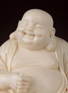 戴玉堂陶瓷摆饰《提珠弥勒》办公室客厅桌面弥勒佛家用佛像装饰品
