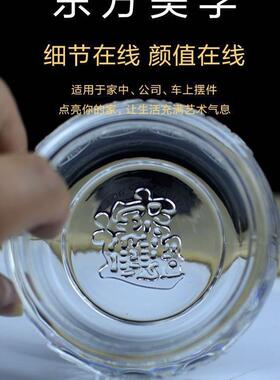 白琉璃旺财聚宝盆摆件K9玻璃聚财盆招财礼品家居装饰白水晶聚宝盆