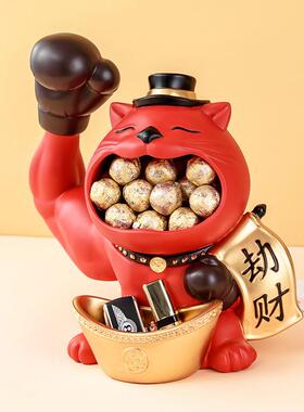 猫糖果盒装饰储物罐果盘手工家居干果收纳盒玄关钥匙精致