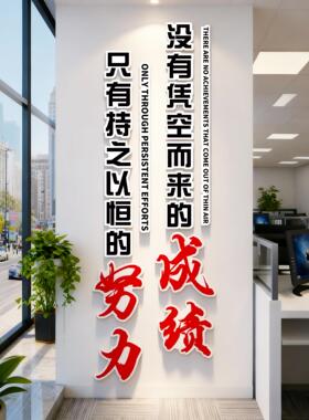办公室业装饰标语团队励志墙贴d立体画3员工激励贴公司企文QT1699