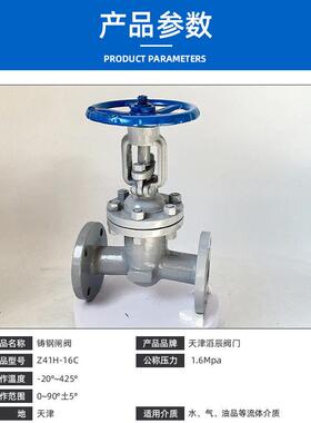 铸钢法兰闸阀Z41H-16C水利化工截断手动明杆升降硬密封进水闸阀