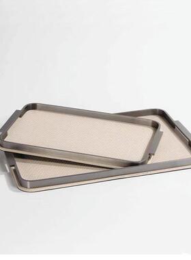 现代艺轻奢皮革金属托样板间售楼茶几处书房术玄关软装OYX饰品摆