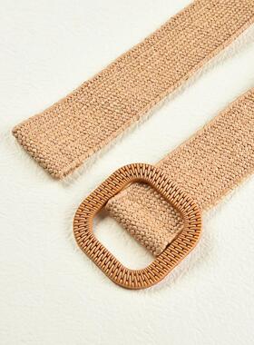 Vintage Bohemian Square Buckle Elastic Braided Belts Women S