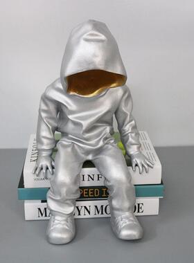 现代简约树脂坐立隐身人物客厅办公室抽象艺术品酒柜雕塑装饰品