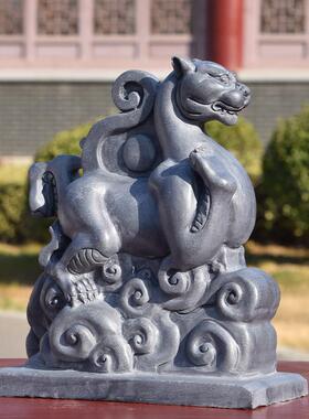 石雕四神兽摆件青石原石雕刻镇宅四大神兽青龙白虎朱雀玄武石头