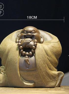 正品新中手工陶弥式勒佛禅意摆件 客瓷厅居博古架茶室家佛像恭喜