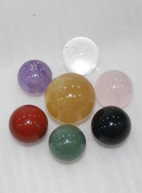 天然水晶球七星阵消磁盒装饰品碎石白水晶粉绿水晶球原石书桌摆件