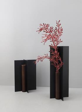 现代简约几何造型十字花瓶装饰摆件客厅卧室餐厅酒店软装家居饰品