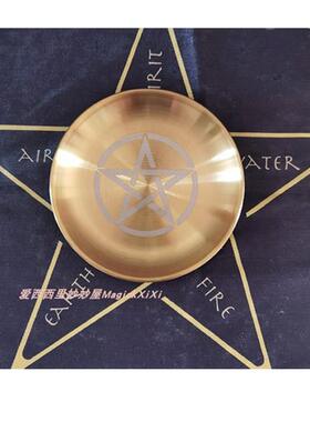 五芒星雕刻不锈钢蜡烛烛台托盘  欧式居家摆件金色银色  大盘小盘