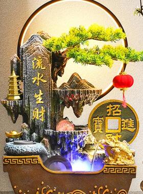 假喷山流水泉循环水公风水桌轮客厅办室生财面装饰开F988J57J业摆