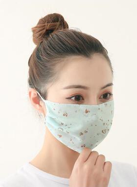 夏季时尚印花雪纺纱口罩女 户外薄款防晒面罩可清洗透气口罩