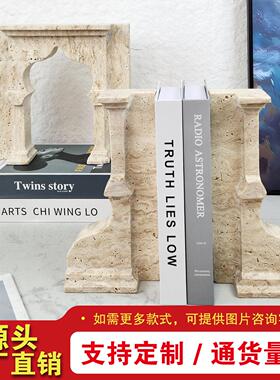 大理石黄石创意书档电摆件书房样板间视柜玄洞室关桌办公书RIA立