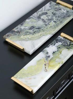 现代轻奢生活艺术冷翡翠收纳托盘样板房酒店民宿客厅玄关浴室摆件
