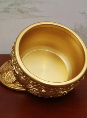 黄铜金蟾聚宝铜招财聚财盆台家聚宝盆用客厅前玄存关装饰品钱罐黄