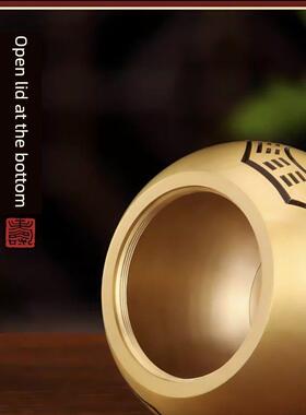 纯铜葫芦摆件八卦挂件开口镂空铜葫芦客厅百府财运五帝钱摆件