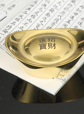 直销新款纯铜金元宝摆件招财大号小仿真黄铜实心元宝供桌乔迁结婚