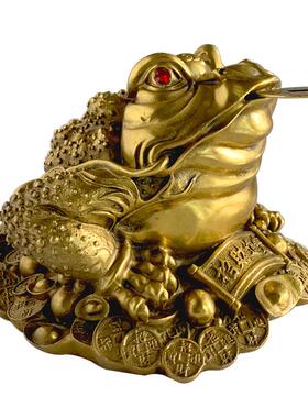 黄铜金蟾摆件三足金蝉元宝蟾蜍铜器工艺品开业礼品厂家