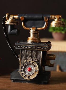 美式复古电话机模型摆件创意电视柜酒柜书房书架样板房装饰工艺品