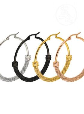 。Titanium steel fashion simple round exaggerated big ear ri