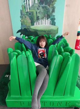 正确比例版发泡丛林雪糕棒草地座椅摆件雕塑潮流潮儿童卡通绿色沙