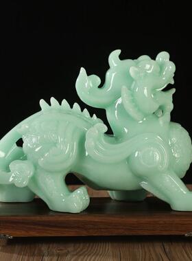 碧玉财进宝皮秀摆件皮丘配对客公厅摆件家居风JOT水办摆件招开幕