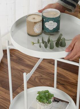 欧双层铁艺ins创意简易层铁艺双茶几客厅沙发角卧北室床头小边迷