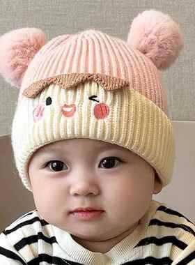 儿童冬季保暖毛线帽婴幼儿针织毛线加厚护耳男女超萌潮宝宝帽子可