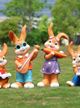 户外卡通兔子摆件庭院花园布置幼儿园草坪装饰园林景观雕塑小品