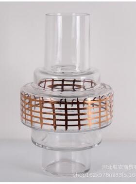 现代简约创意玻璃花器花瓶花插样板房售楼处桌面家居软装饰品