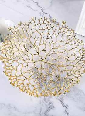 轻奢工金属水果盘摆件家居茶几餐桌果G0008篮样板酒店装饰艺品软