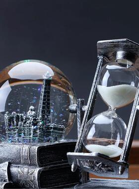 覆古水晶球沙漏计时器办公室桌面房间装饰品个性酒柜客厅创意摆件