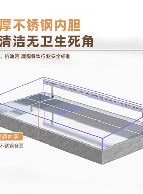 商用海鲜冰台冰槽急冻生鲜肉类凉菜保鲜柜自助饭厅台面冷藏展示柜