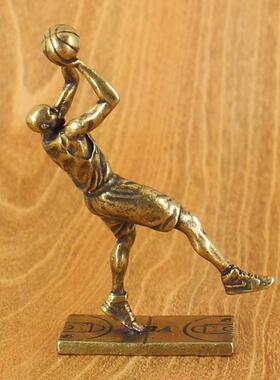 新款黄铜黑曼巴后仰跳投篮篮球家居办公桌面小摆件铜器